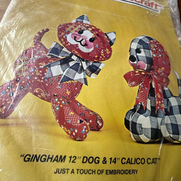 Bucilla Needle Craft Kit 2851 Gingham Dog 12" + Calico Cat 14” Sewing Needlework - Picture 5 of 7